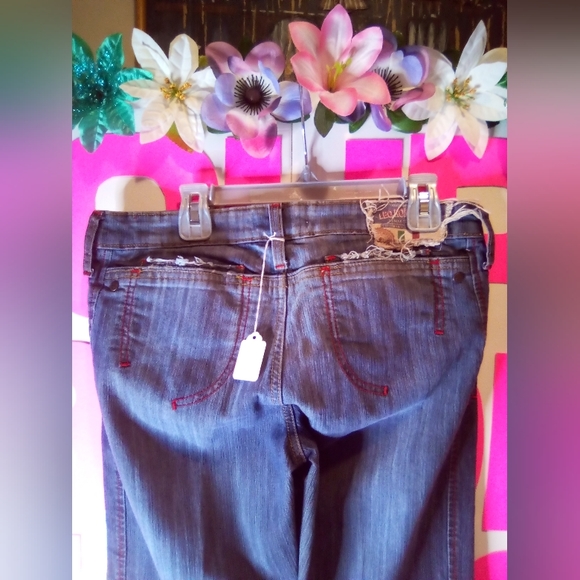 #028👉🏼Women's/Teens Blue 💙 With Red Threading Jeans 👖 - Picture 5 of 8